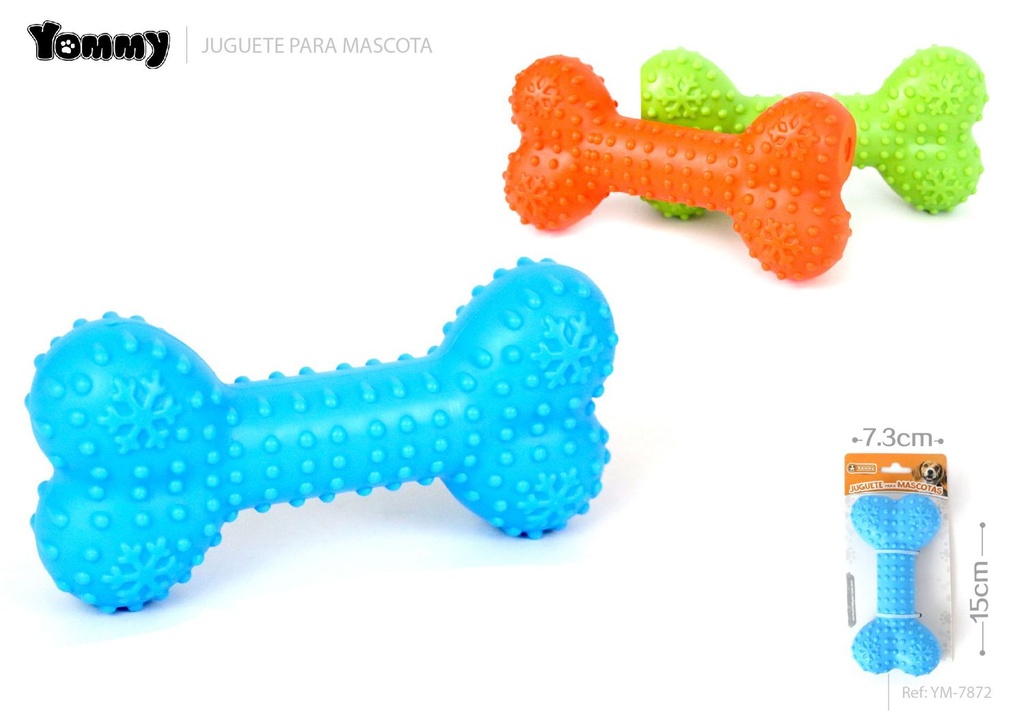 Juguete de goma para mascotas en forma de hueso con sonido 15x7.3cm