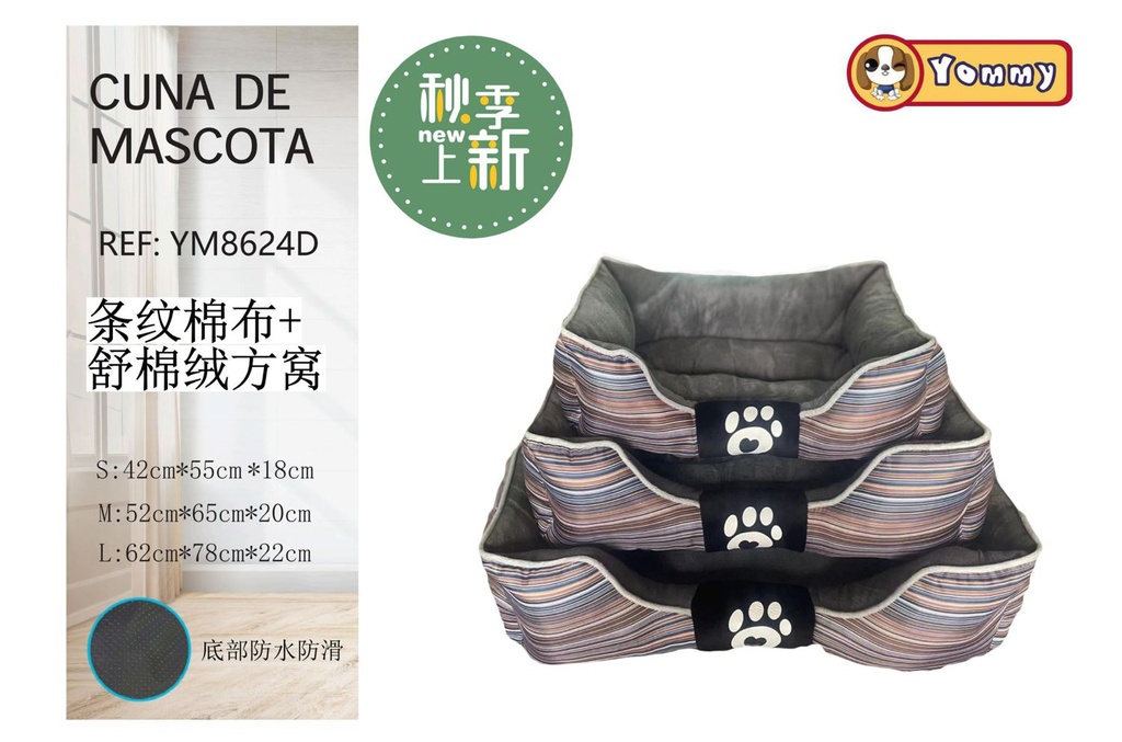 Cuna de perro con tela de algodón cómodo azul ref 8624A - Camas para mascotas