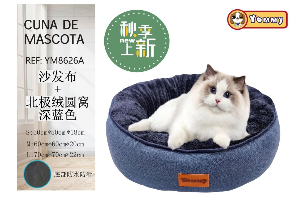 Cuna de perro 3 piezas color azul - Camas para mascotas de lujo