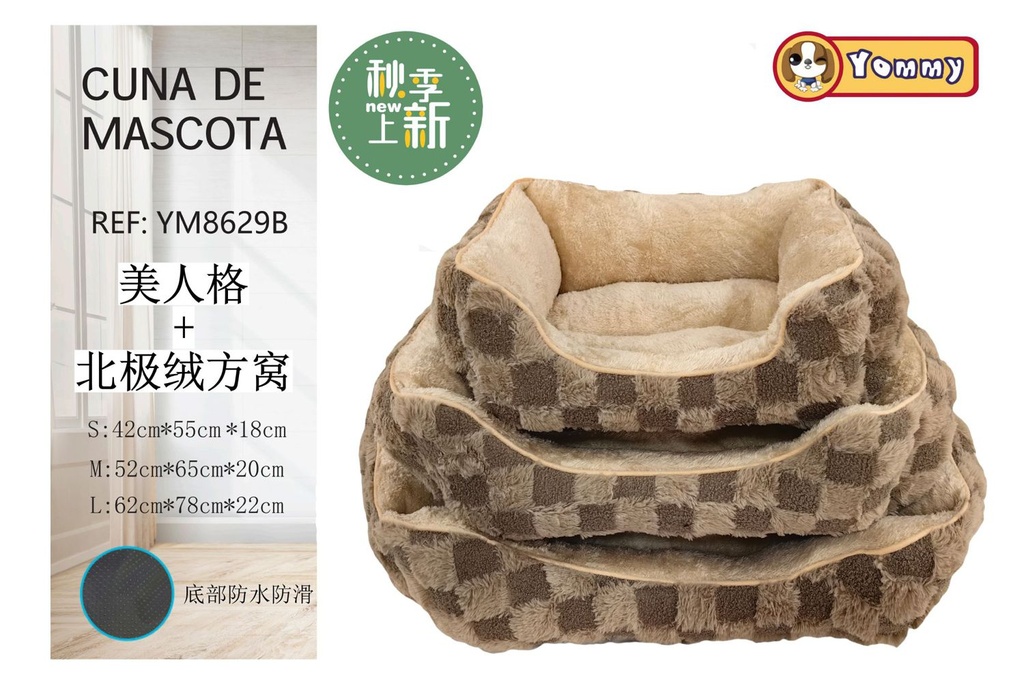Cuna de perro de pelaje de conejo y polares gris - Cama para mascotas 
