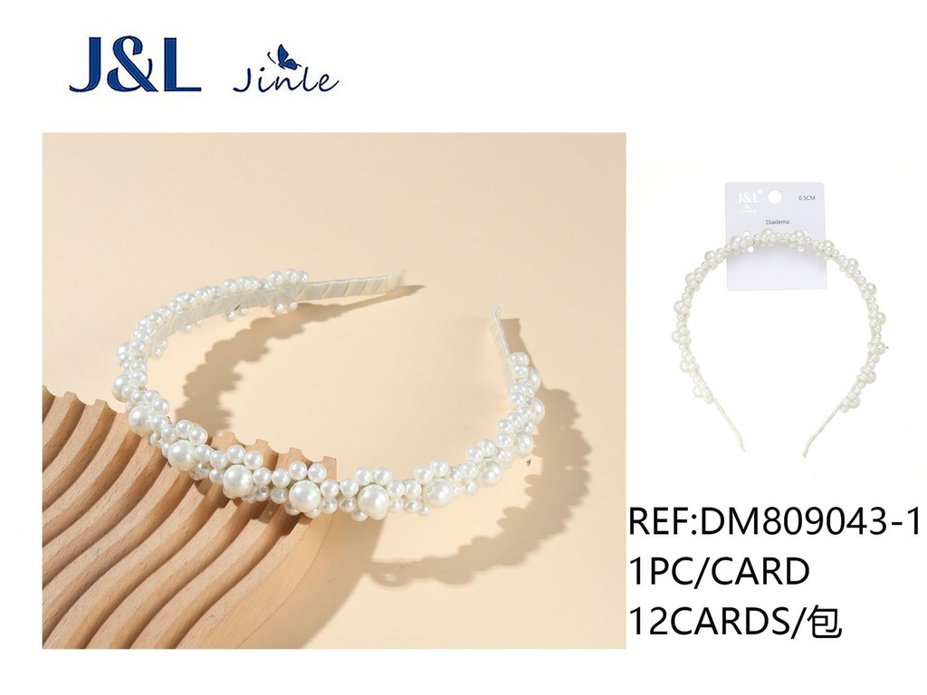 Diadema con perlas blanca para eventos y moda