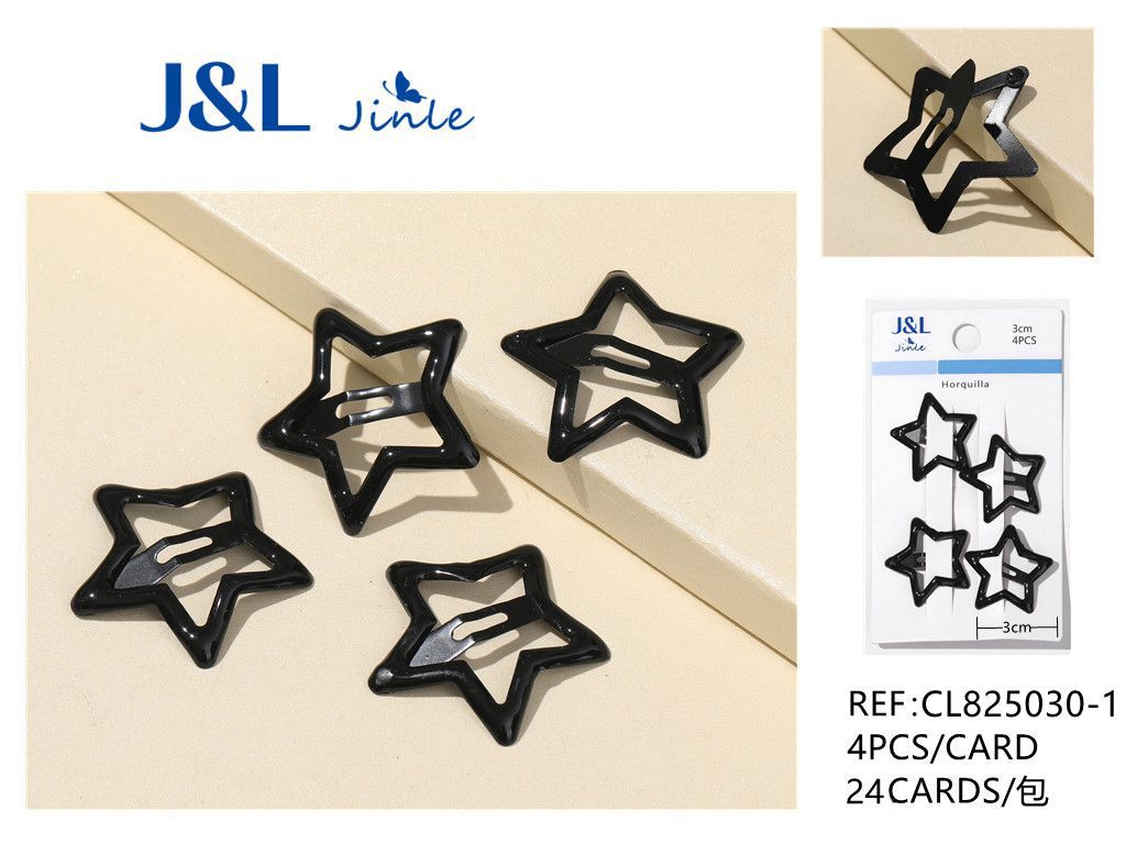 BB clips con estrella 3cm 4pcs para peinados infantiles