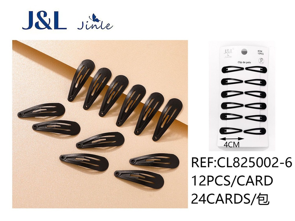 BB clip negro 4CM 12PCS - Accesorios de cabello