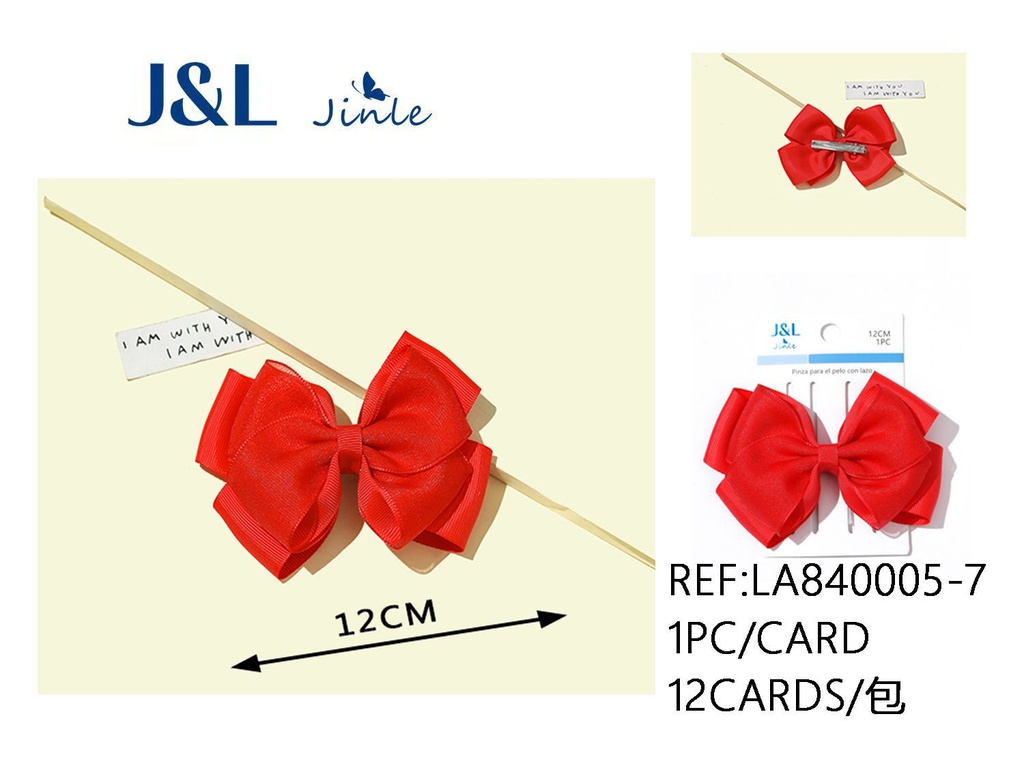 Clip con lazo rojo 12 cm - Accesorios de peinado