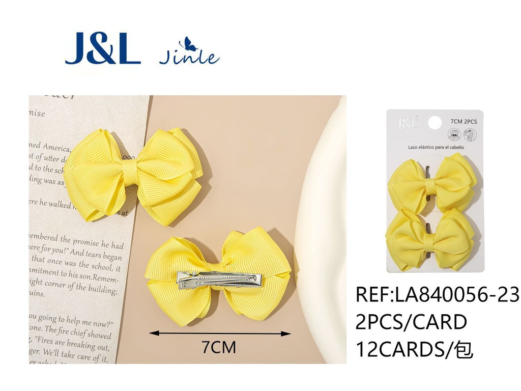 Clip con lazo amarillo 7cm 2pcs - Accesorios para el cabello