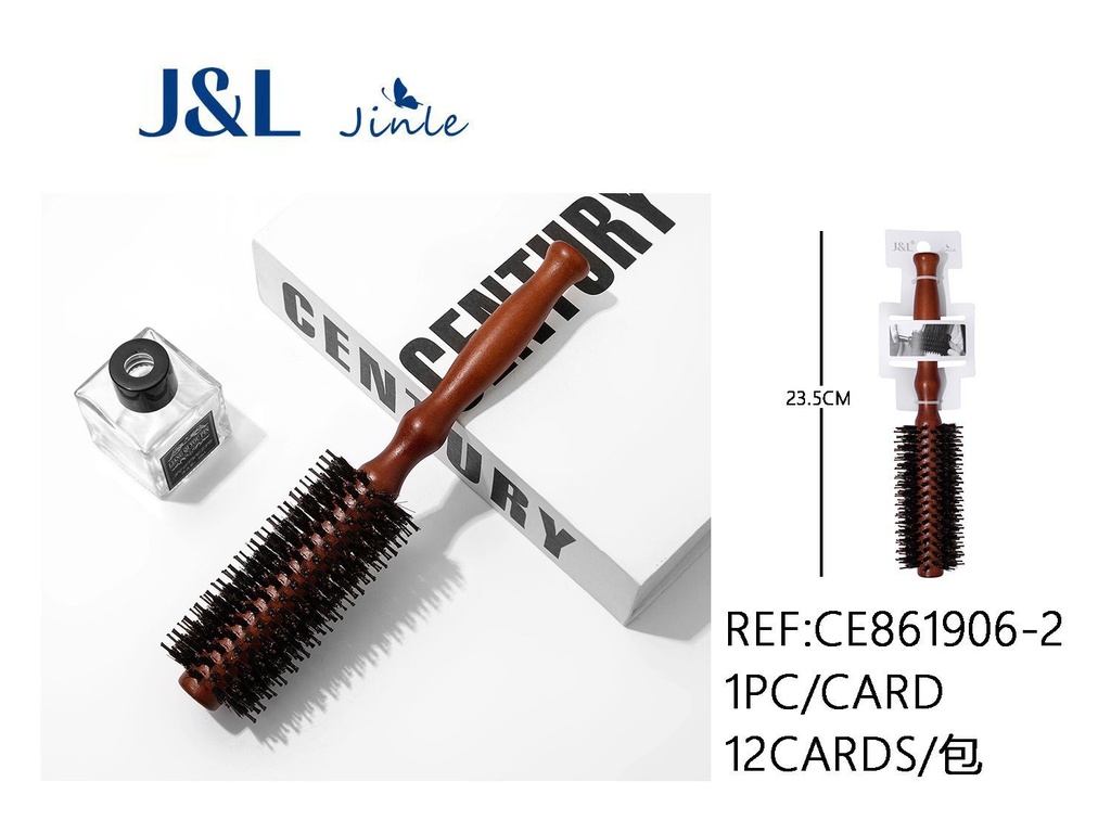 Cepillo de cerdas de jabalí resistente al calor, 23.5cm