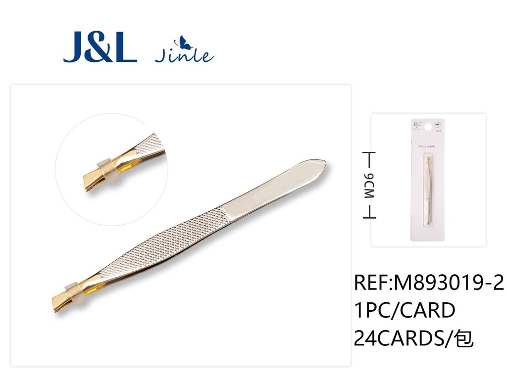 Pinza para cejas de punta oblicua 9cm herramienta precisa