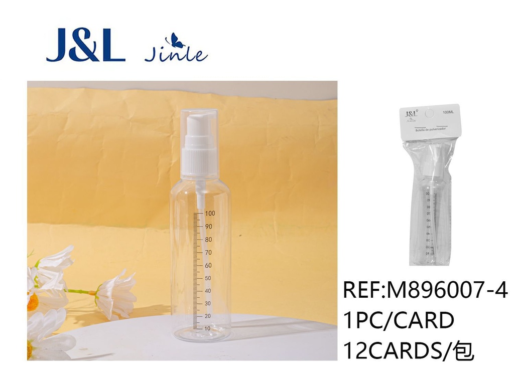 Botella con tapa y medidas 100ml transparente