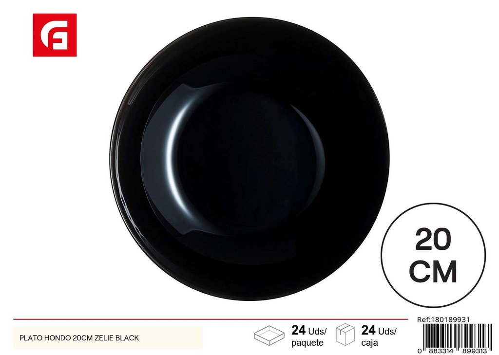 Plato hondo ZELIE negro 20 cm - Vajilla de cerámica