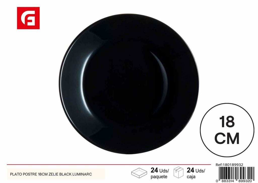 Plato de postre de cerámica 18 cm Zélie black Luminarc - Vajilla de cerámica