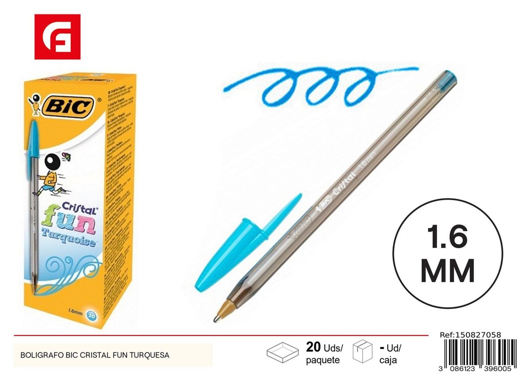 Bolígrafo BIC Cristal Fun Turquesa - Material de oficina