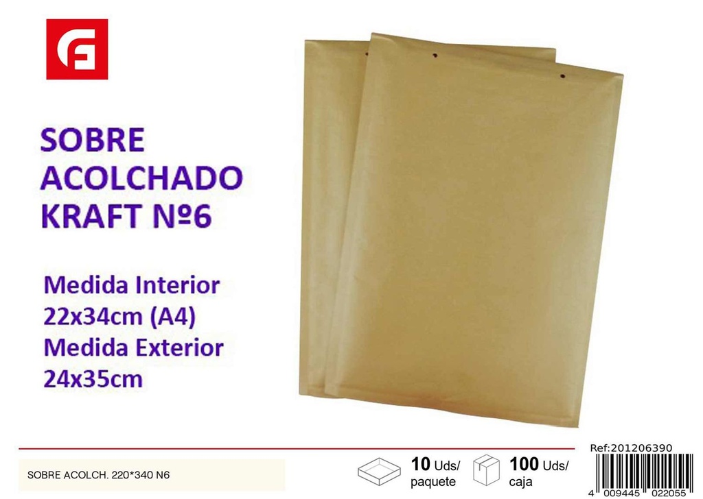 Sobre acolchado 220*340 N6 - Material de oficina