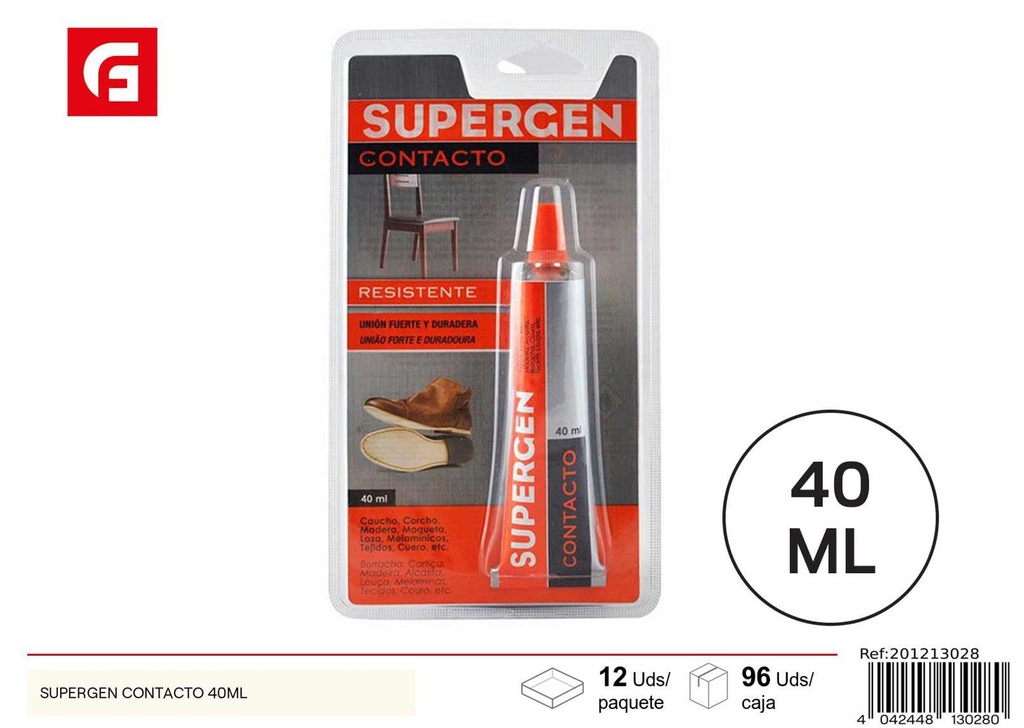 Adhesivo Supergen contacto 40ml para reparaciones y manualidades