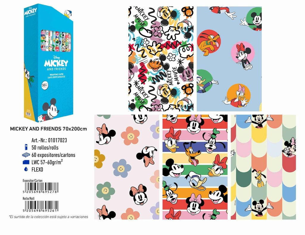 Papel de regalo Mickey y amigos - 70*200 cm 