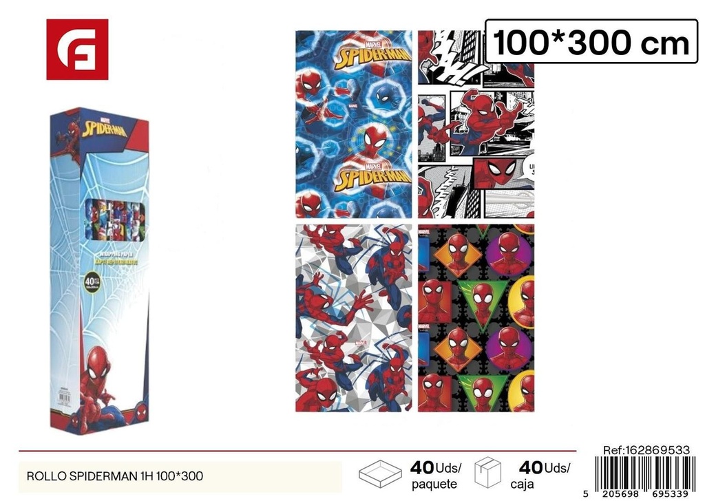 Rollo de papel de regalo Spiderman 1H 100*300 cm - Material de festivo