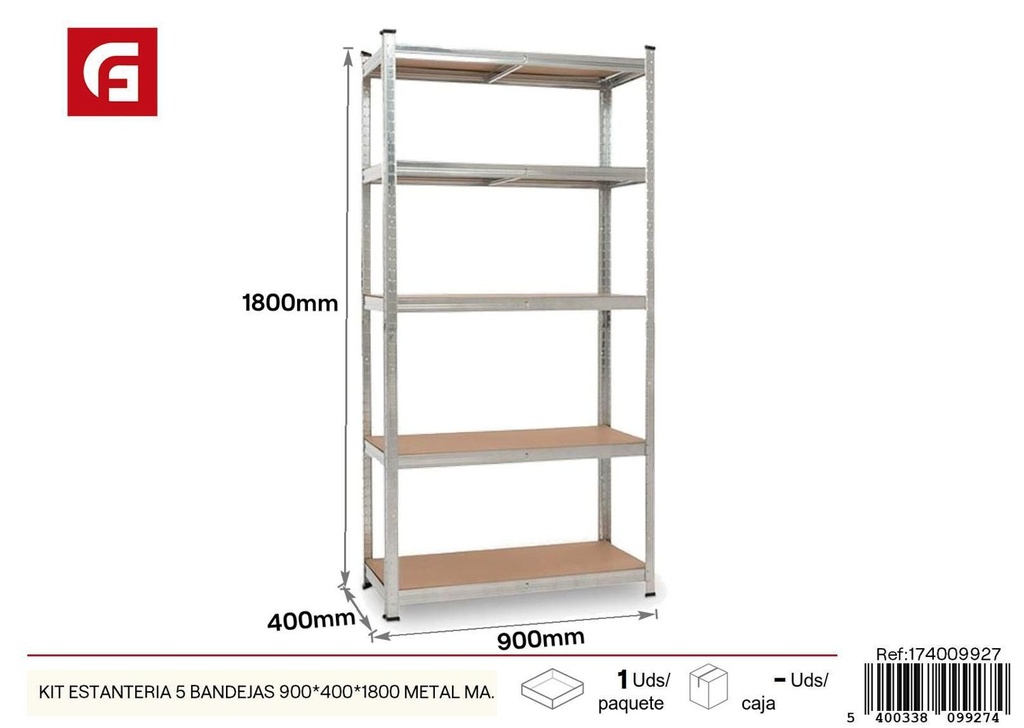 Kit estantería de baño 5 bandejas - Accesorios para baño y almacenamiento