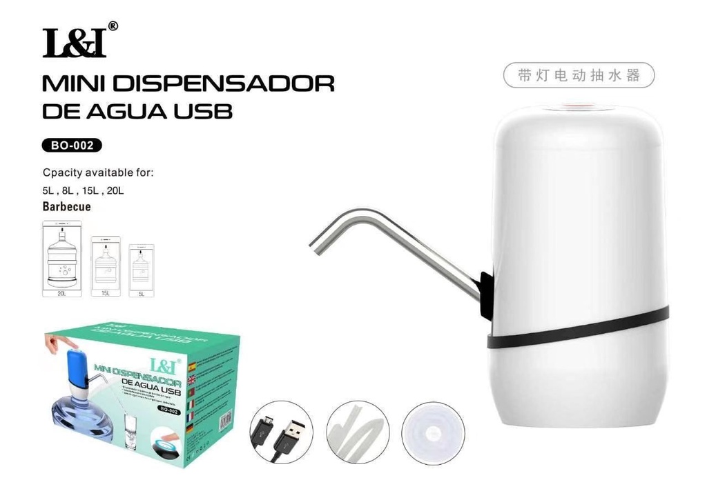 Dispensador de agua con luz BO-002 para uso doméstico