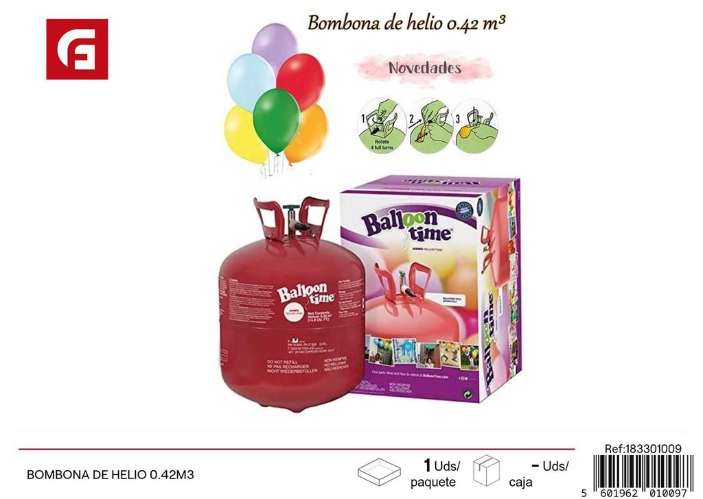 Bombona de helio 0.42m3 para inflar globos