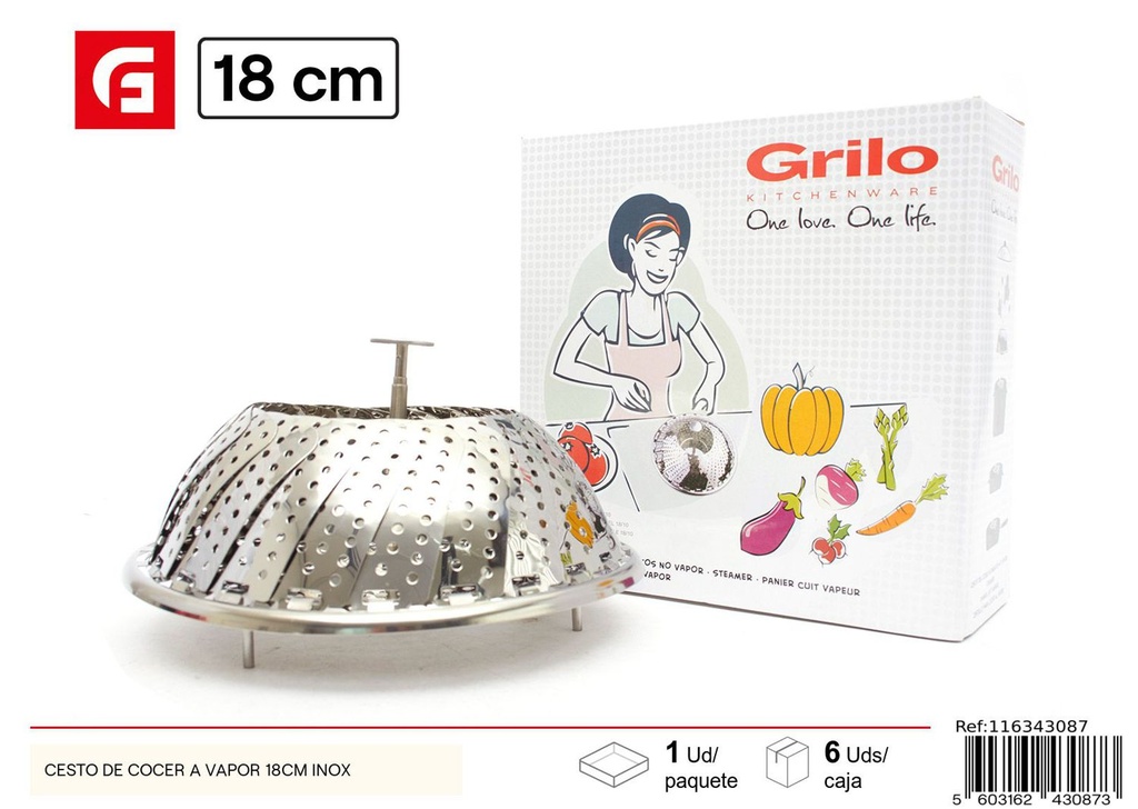 Cesto de cocer a vapor 18 cm inox - Utensilios de cocina