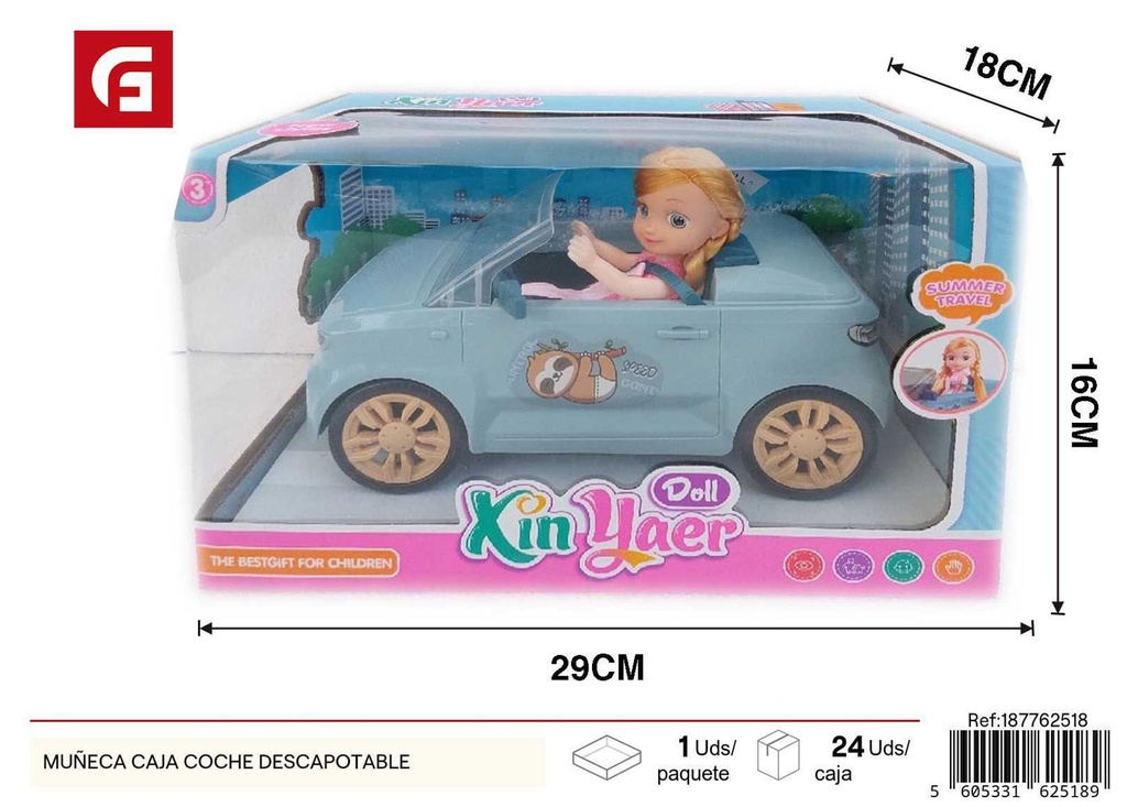 Muñeca en caja con coche descapotable - Juguetes y muñecas