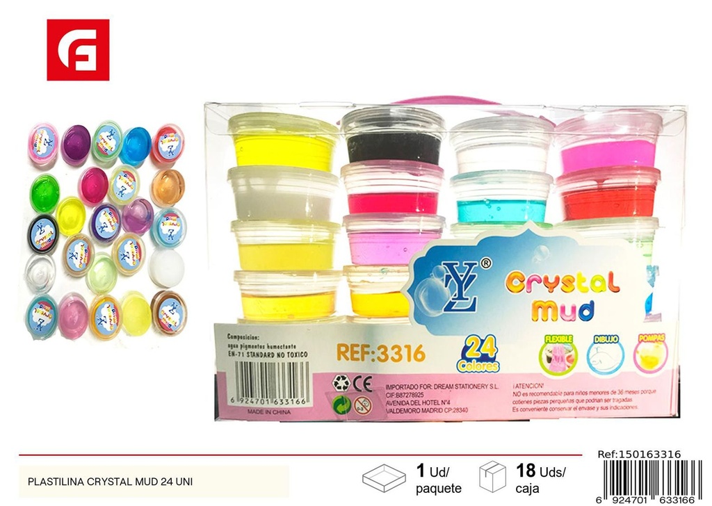 Plastilina Crystal Mud 24 uni - Manualidades