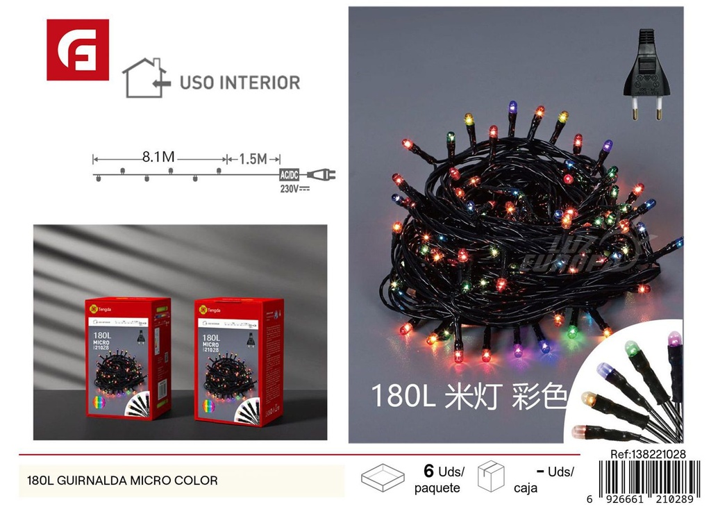 Girnalda de luces micro 180L - Decoración navideña