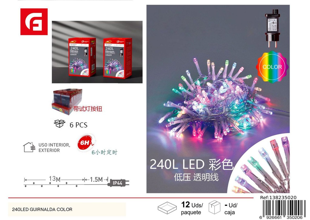 Guirnalda de luz LED 240L - Decoración navideña