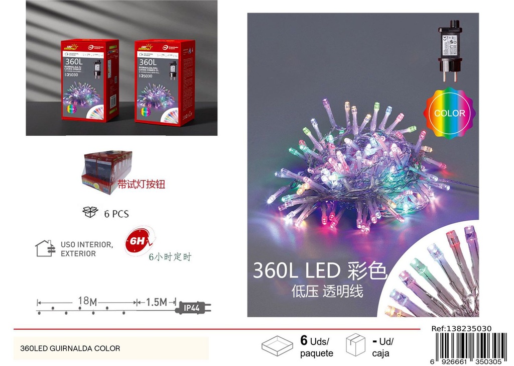 Guirnalda de luces LED de 360L 18M - Decoración navideña