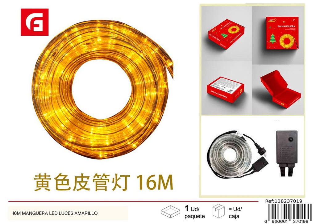 Manguera LED luces amarillo 16m - Decoración navideña