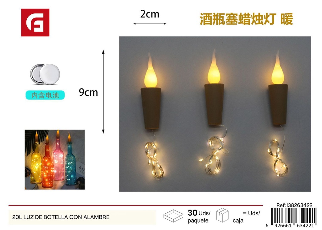 Luz de botella con alambre 20L - Decoración navideña luminosa