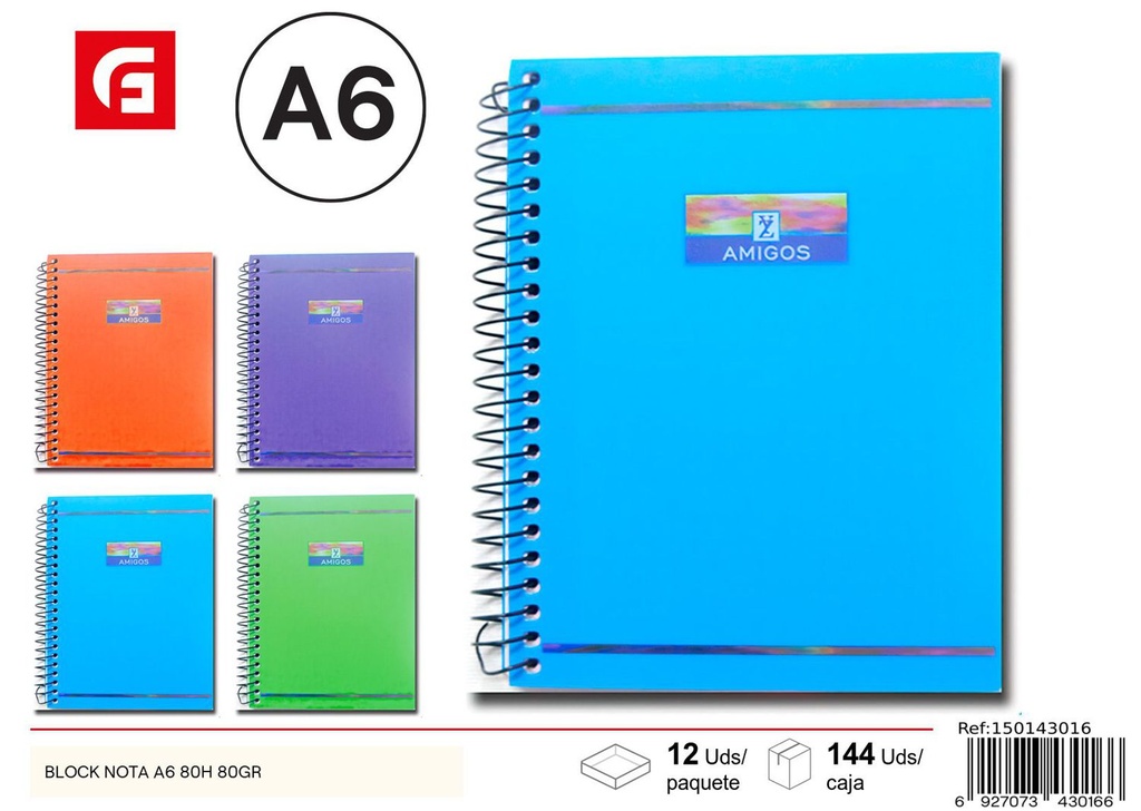 Bloque de notas A6 80 hojas 80g - Cuaderno escolar