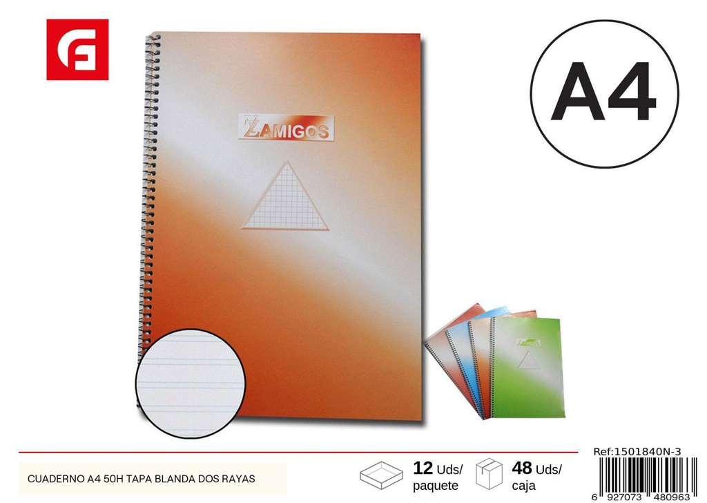 Cuaderno A4 50 hojas con dos rayas - Papelería