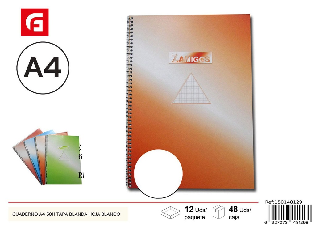 Cuaderno A4 50 hojas en blanco - Papelería