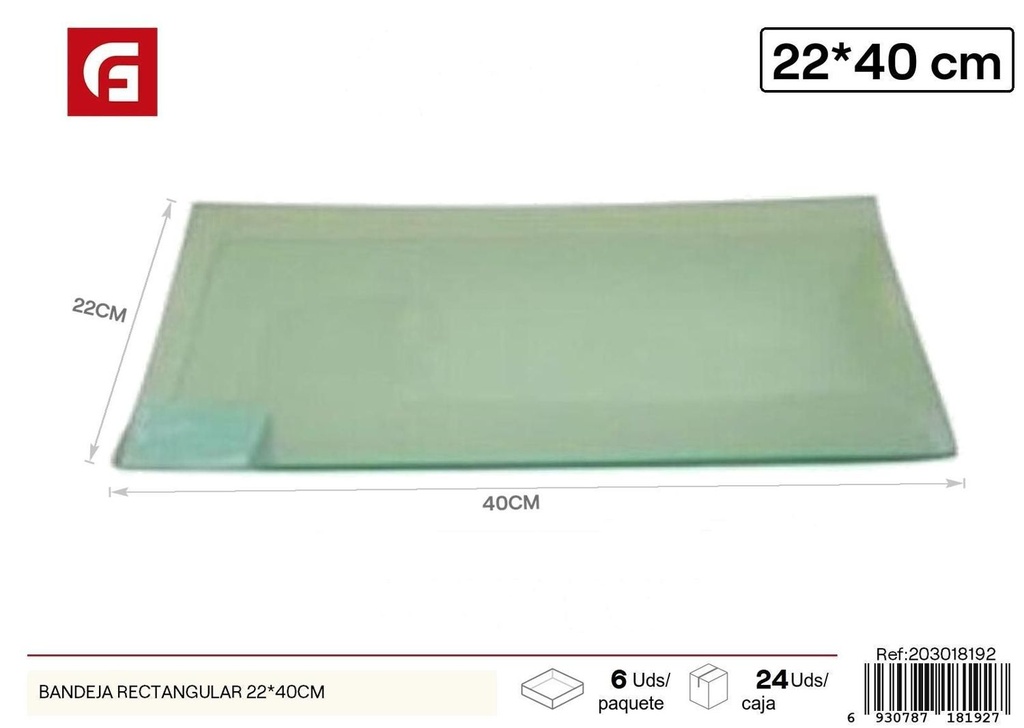 Bandeja rectangular de vidrio 22*40cm - Cristalería