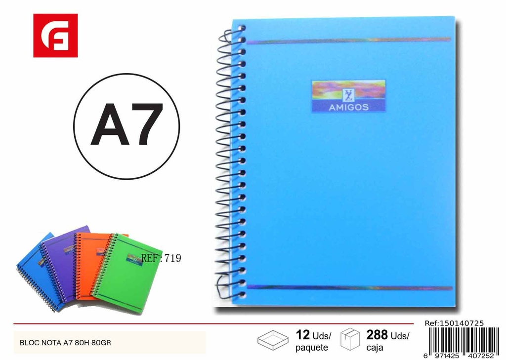 BLOC de nota A7 80H 80gr - Papelería y material escolar