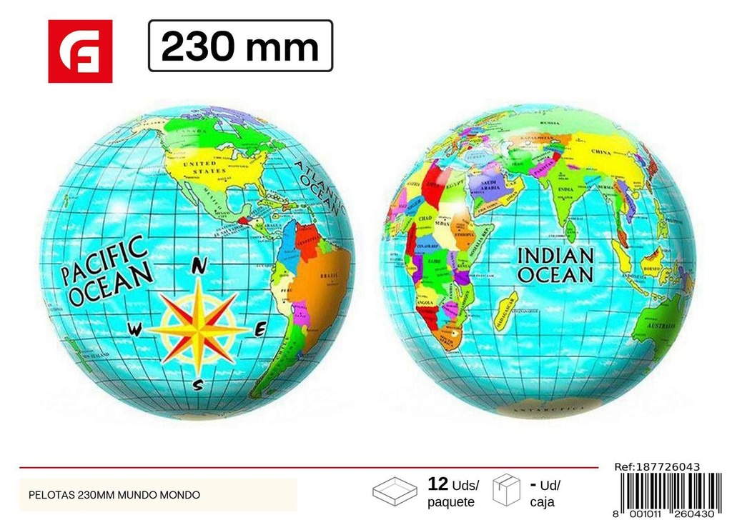 Pelota del mundo de 23 cm - Juguetes y deportes