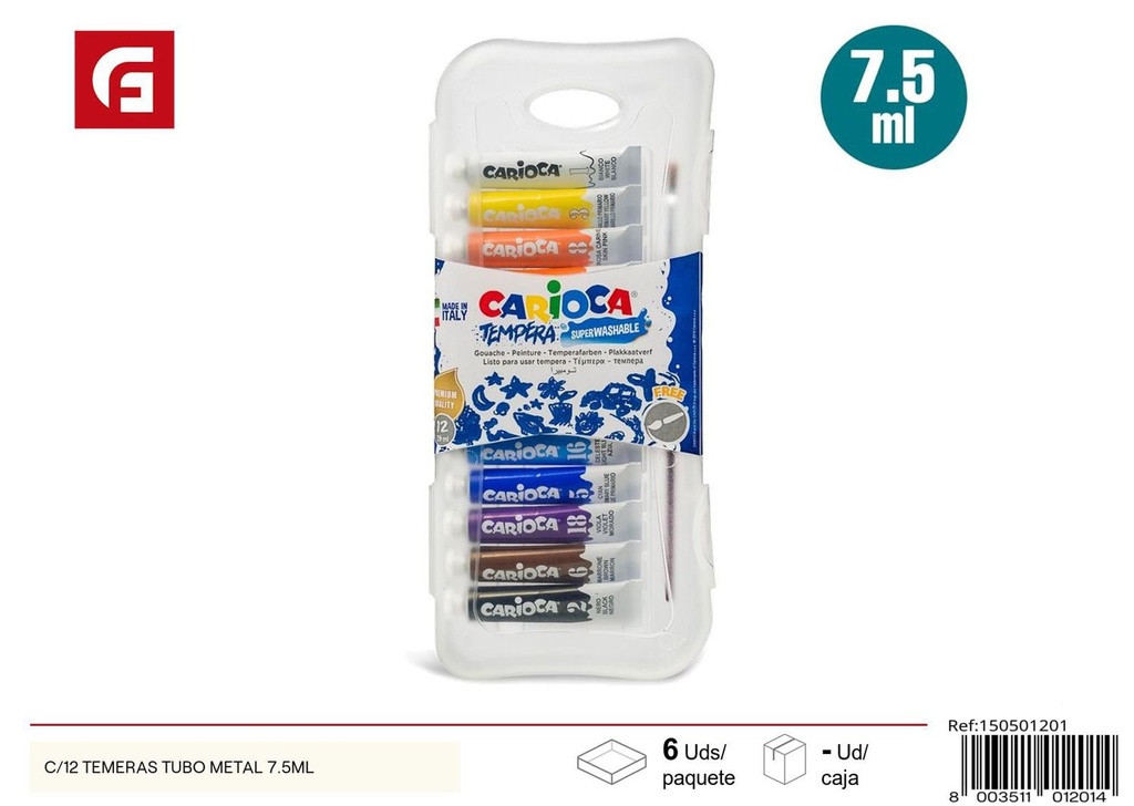 Pintura acrílica en tubo de 12 7.5ml (12 unidades) - Materiales de arte