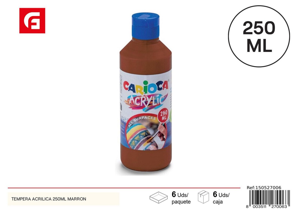 Pintura acrílica 250 ml marrón - Materiales escolares