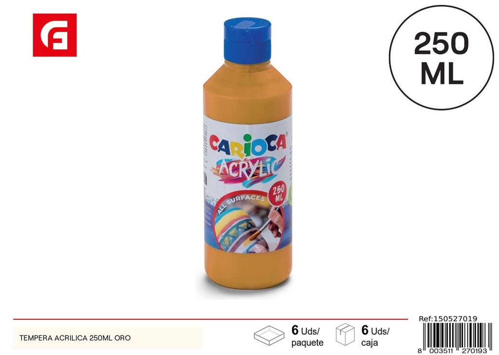 Tempera acrílica oro 250ml - Material escolar y pintura