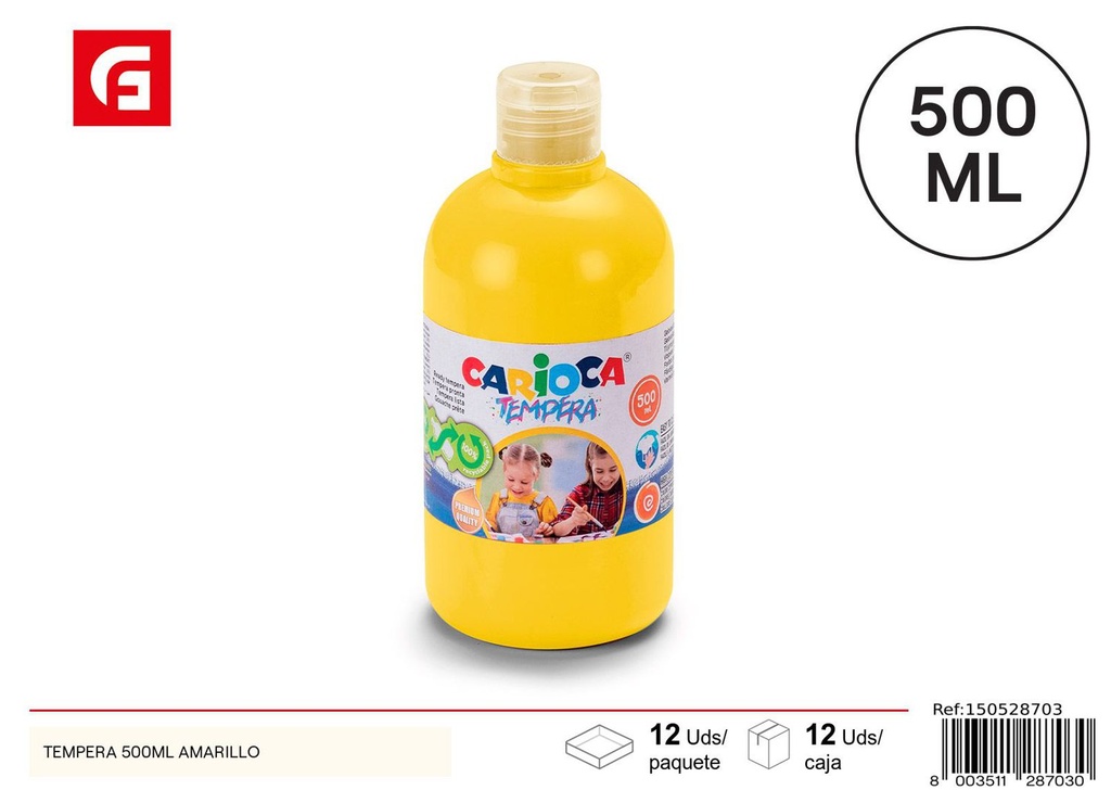 Pintura acrílica amarilla 500 ml - Material escolar y de arte