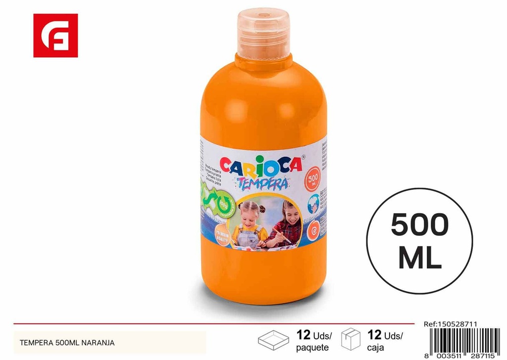 TEMPERA 500ML NARANJA - Material escolar