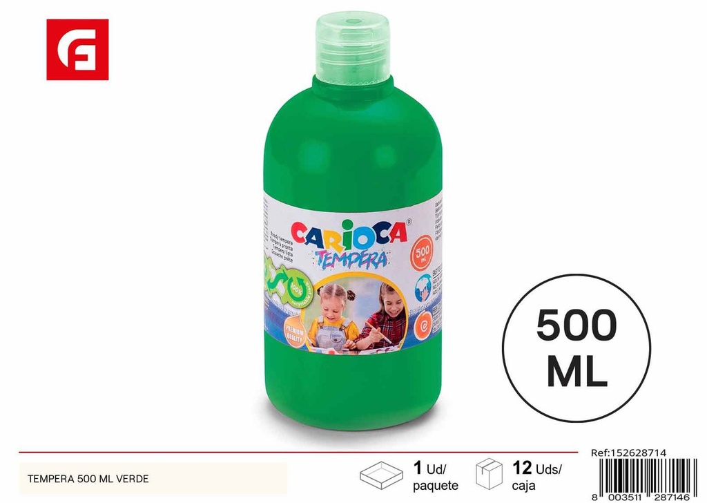 Pintura acrílica verde 500 ml - Material escolar y de arte