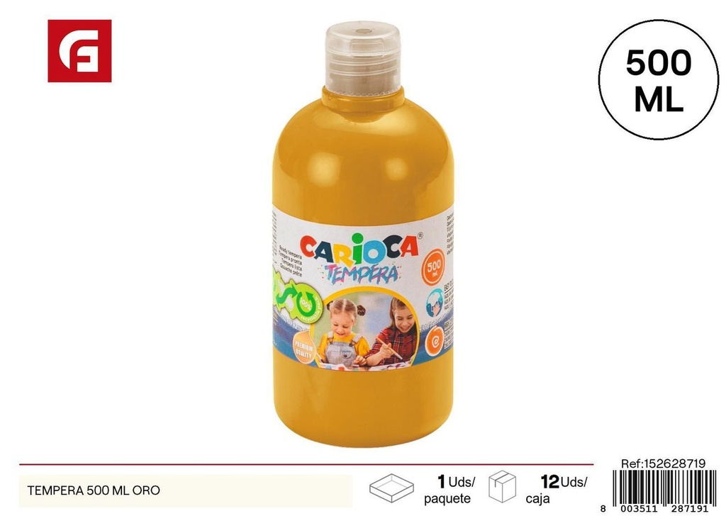 Pintura tempera 500ml oro - Material escolar