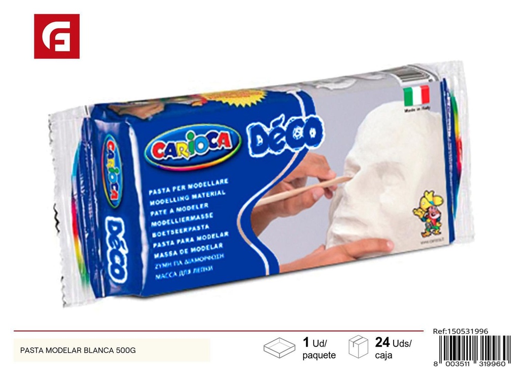 Pasta modelar blanca 500g - Arcilla y plastilina