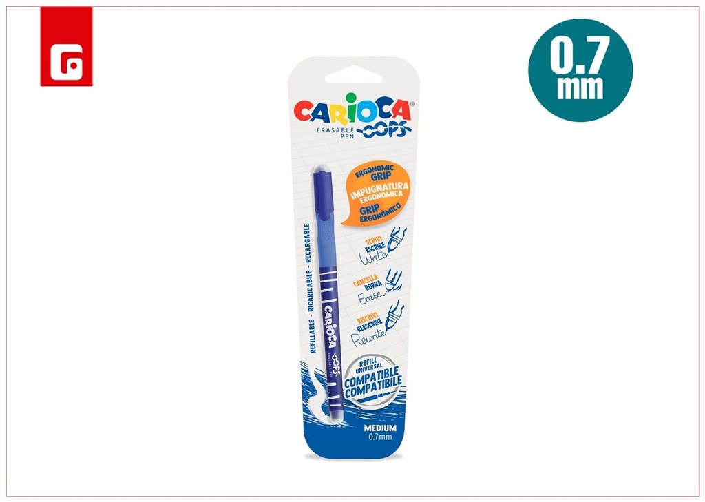 Bolígrafo OOPS azul en blister - Material escolar