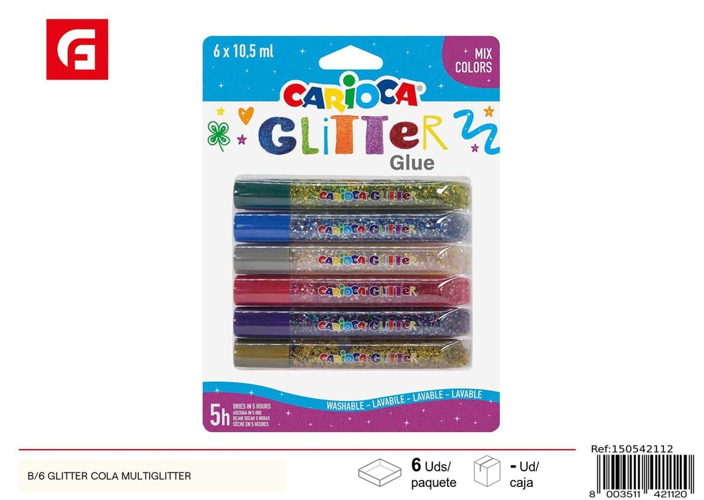 Pegamento multiglitter B/6 - Manualidades y arte