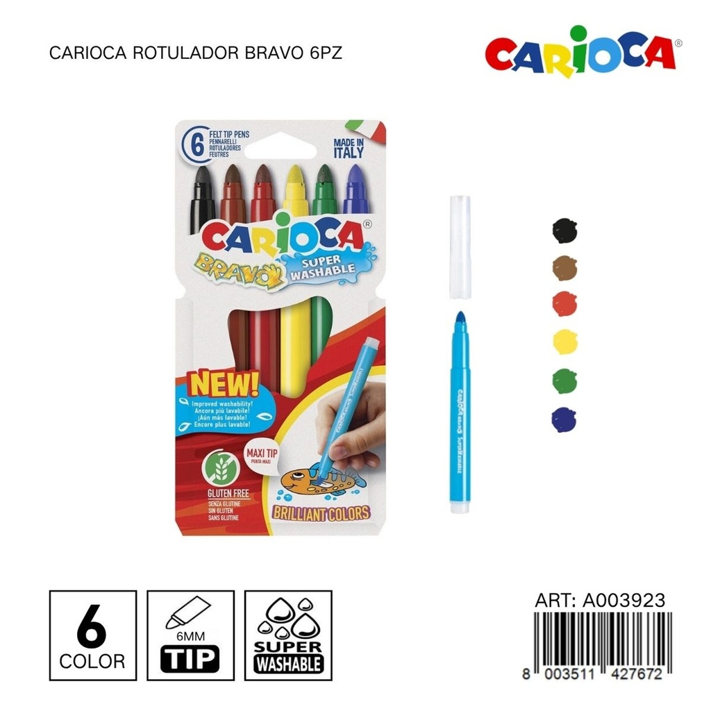 Rotulador Carioaca Bravo 6pz - Material escolar y papelería