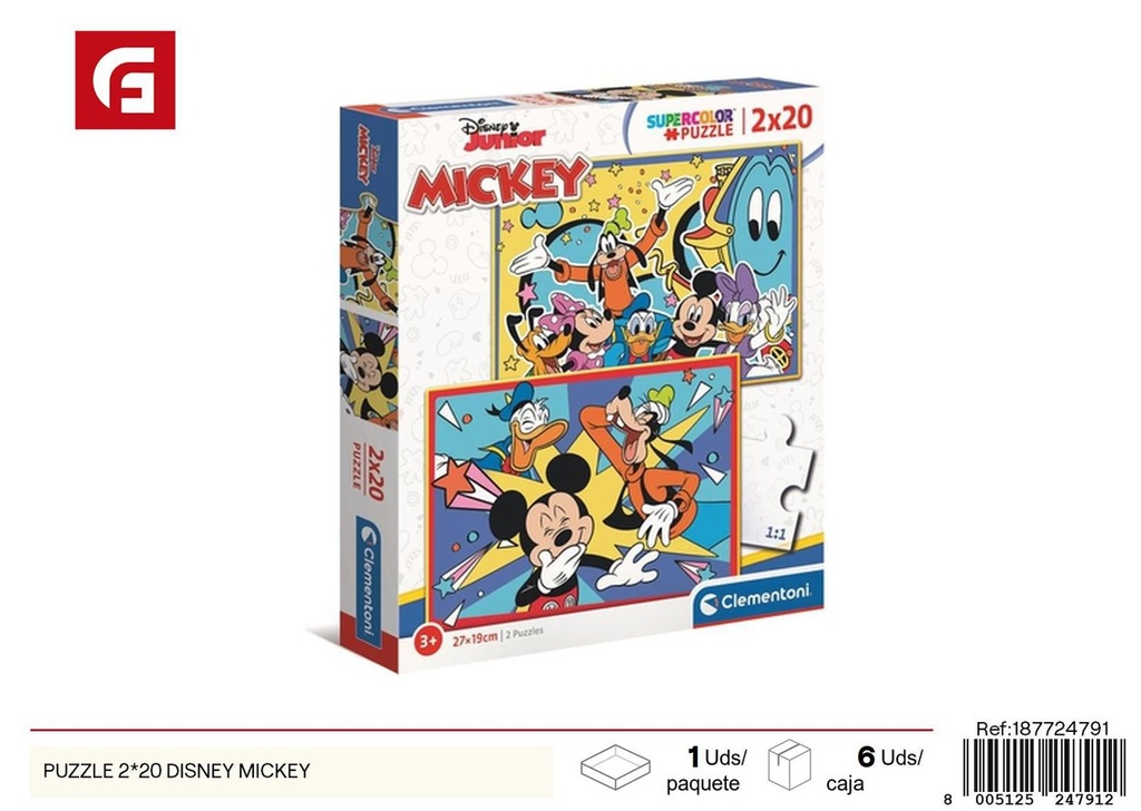 Puzzle Disney Mickey 2x20 - Juguete educativo y de entretenimiento