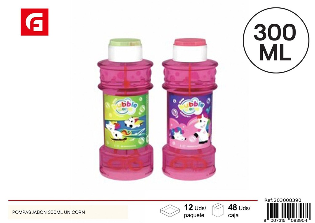 Pompas de jabón 300ml unicornio - Juguetes