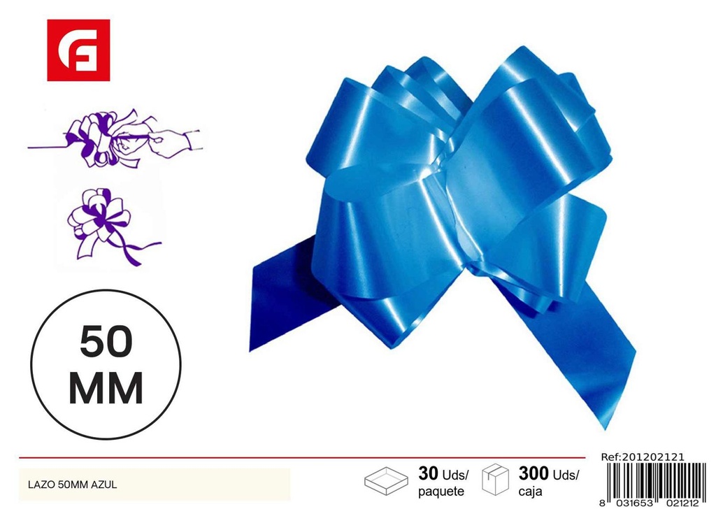 Lazo color azul 50mm - Artículos de regalo y decoración